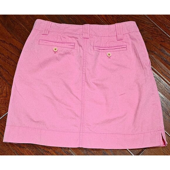 Lilly Pulitzer Pink Cotton Mini Skirt Size 0 With Back Button Detail - Picture 2 of 4